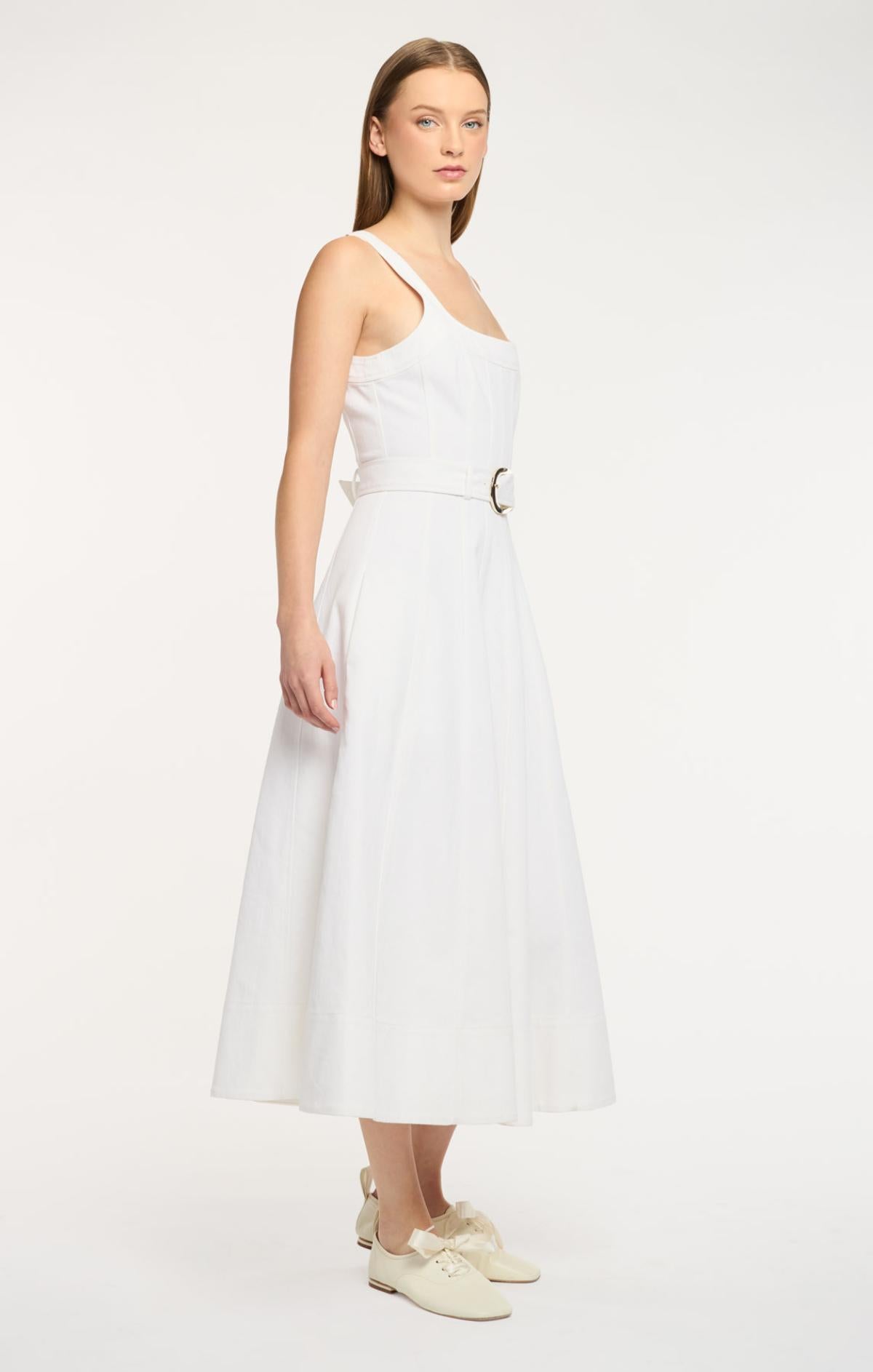 Cinq à Sept Women's Cambree Belted Denim Midi-Dress - White