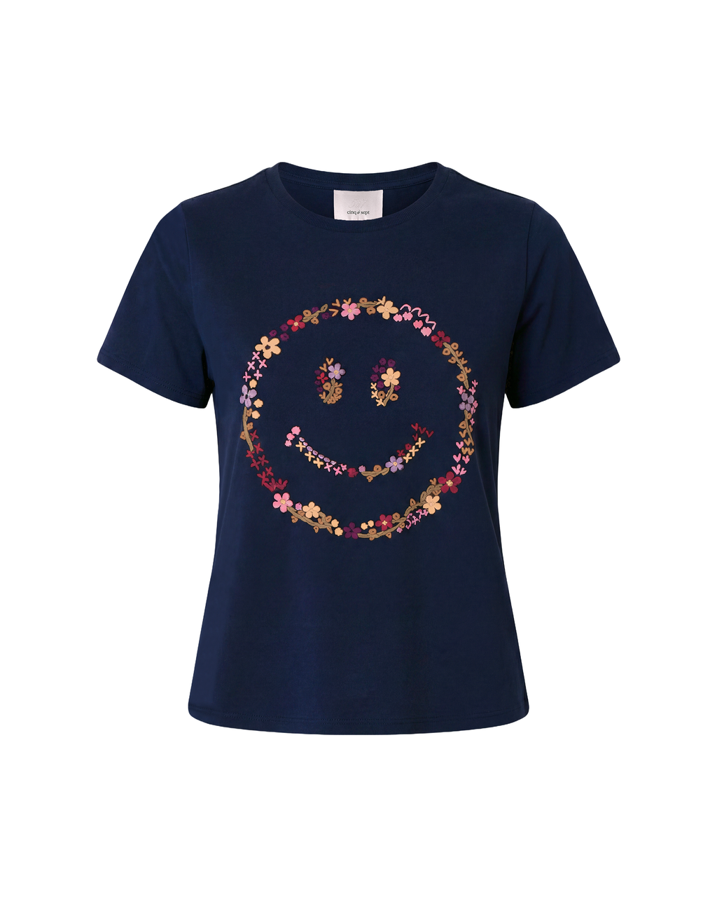 Wildflower Embroidery Smiley Shrunken Tee