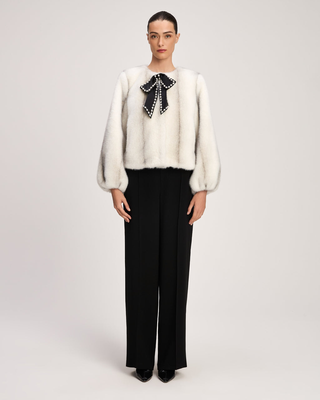 Satin Bow Faux Mink Benson Coat
