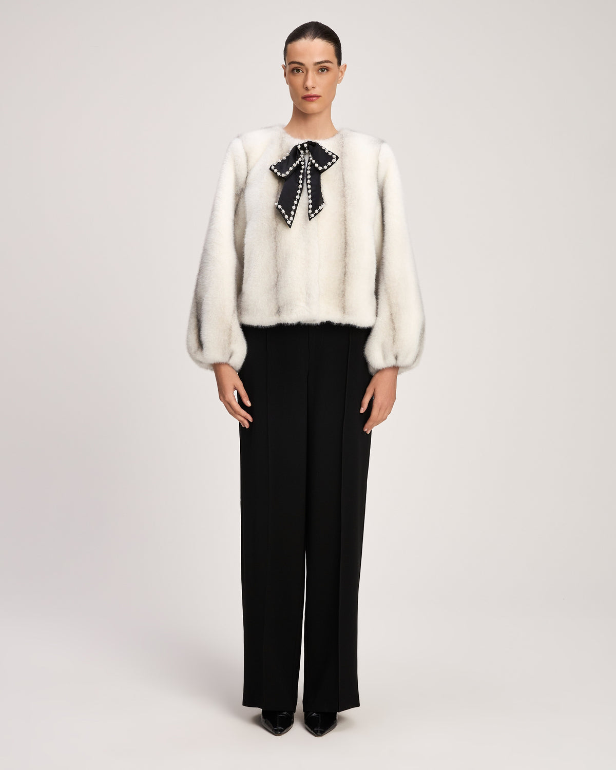 Satin Bow Faux Mink Benson Coat