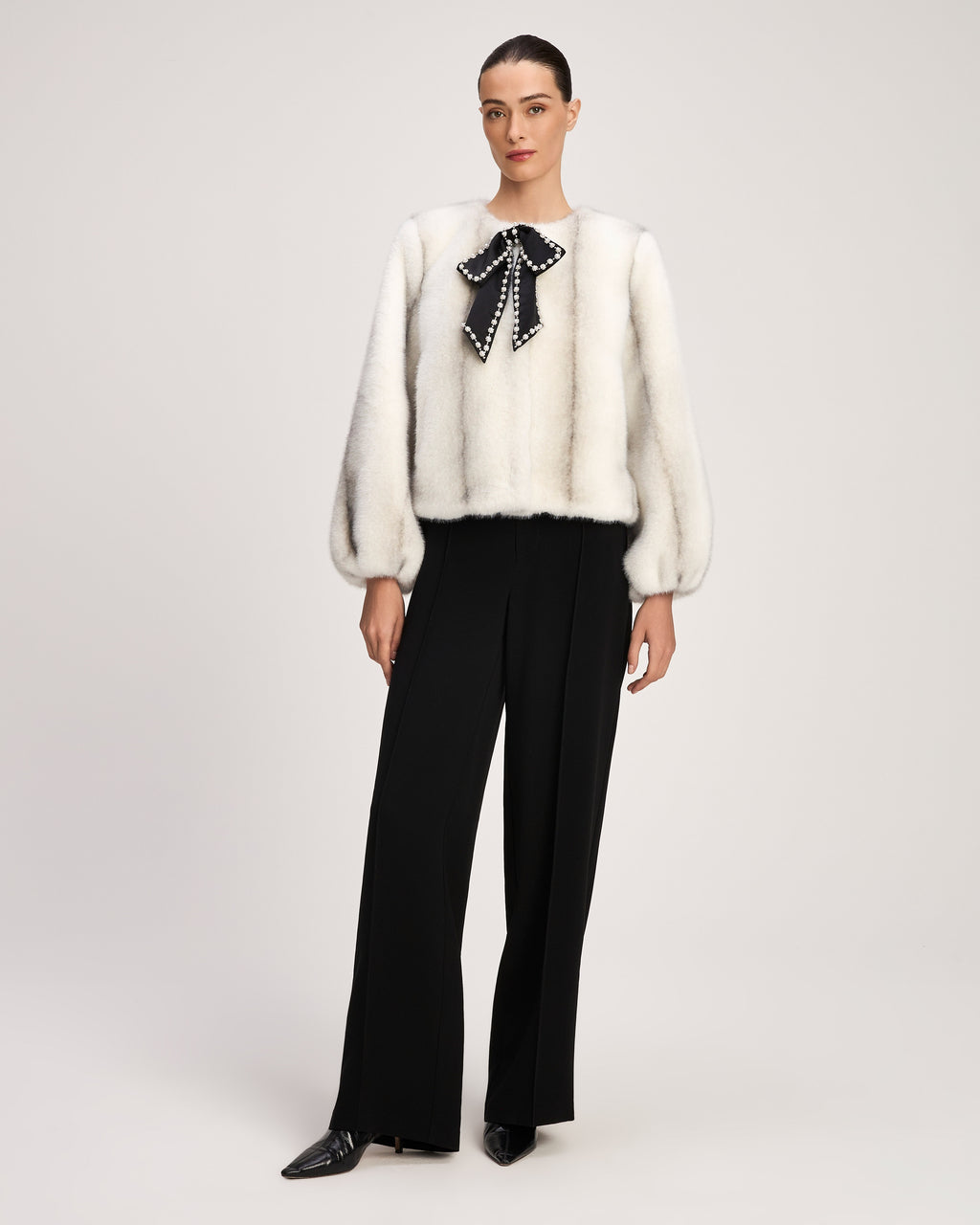 Satin Bow Faux Mink Benson Coat
