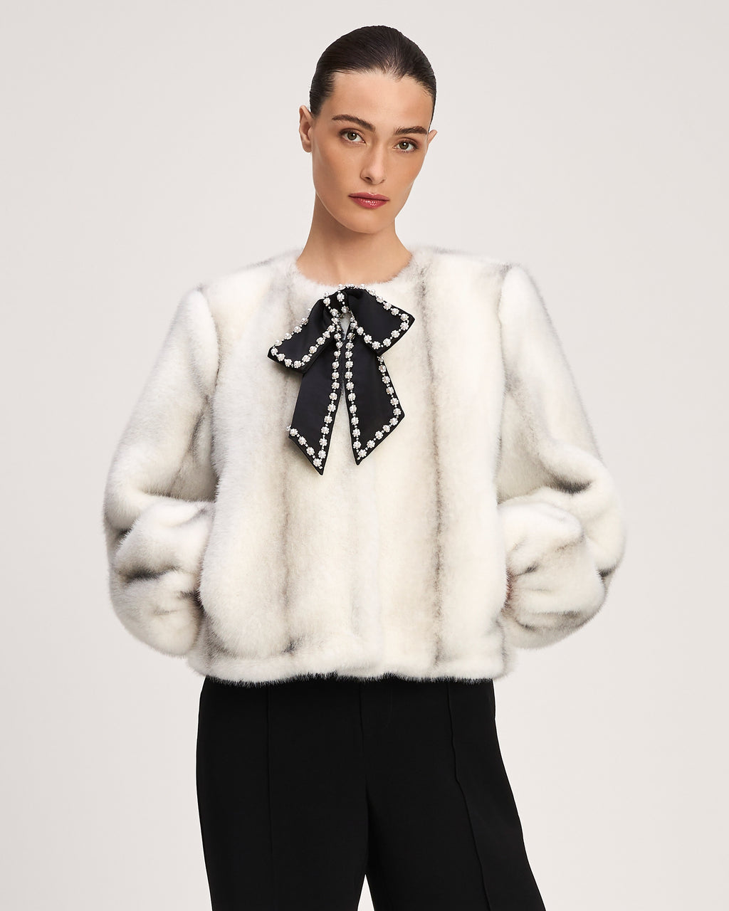 Satin Bow Faux Mink Benson Coat