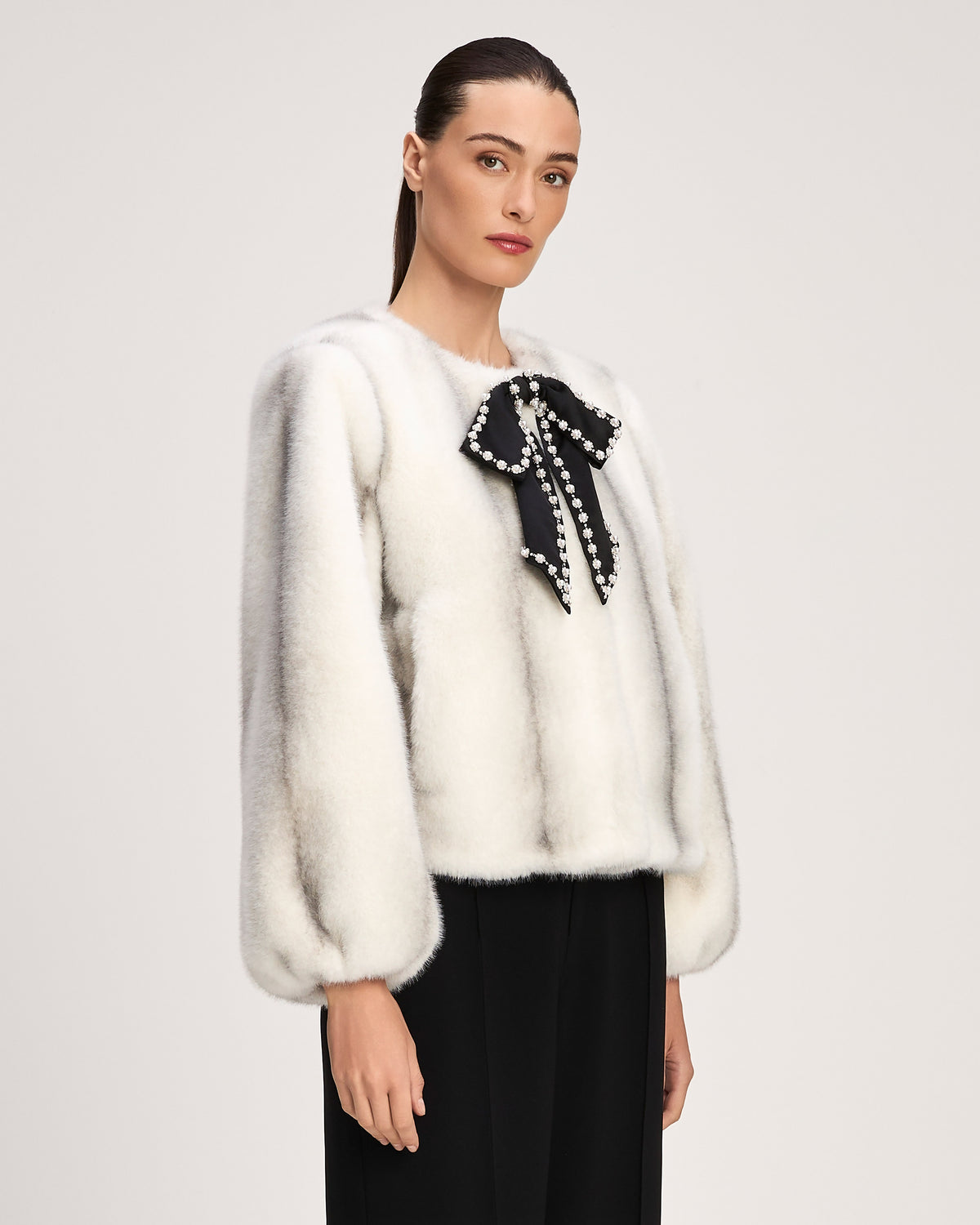 Satin Bow Faux Mink Benson Coat