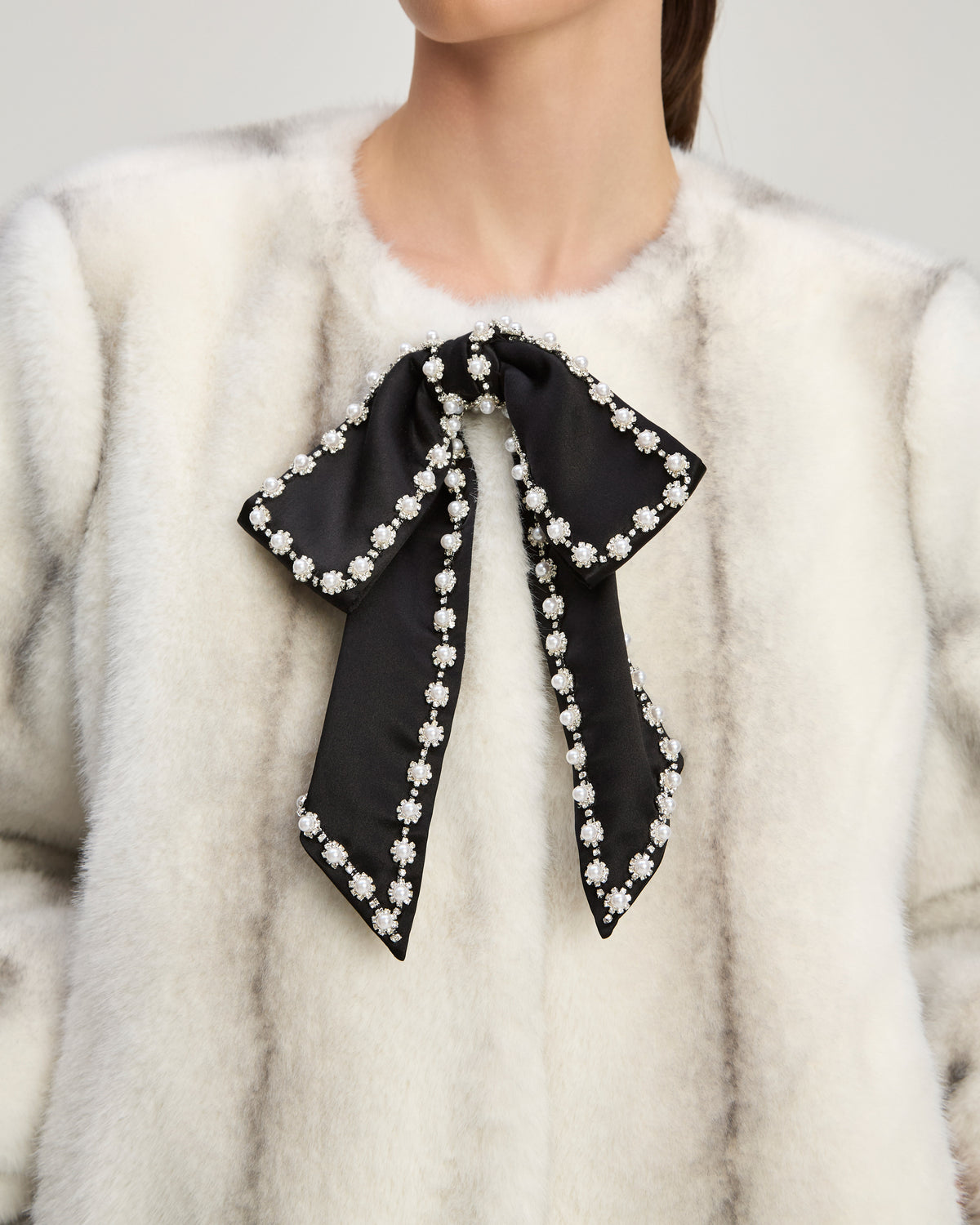 Satin Bow Faux Mink Benson Coat