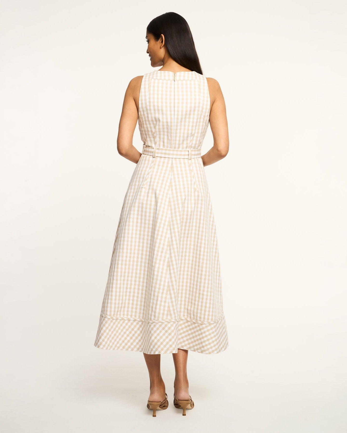 Cinq A Sept Women's Mini Gingham Denim Zelda Dress - Tan/Beige - Size 4