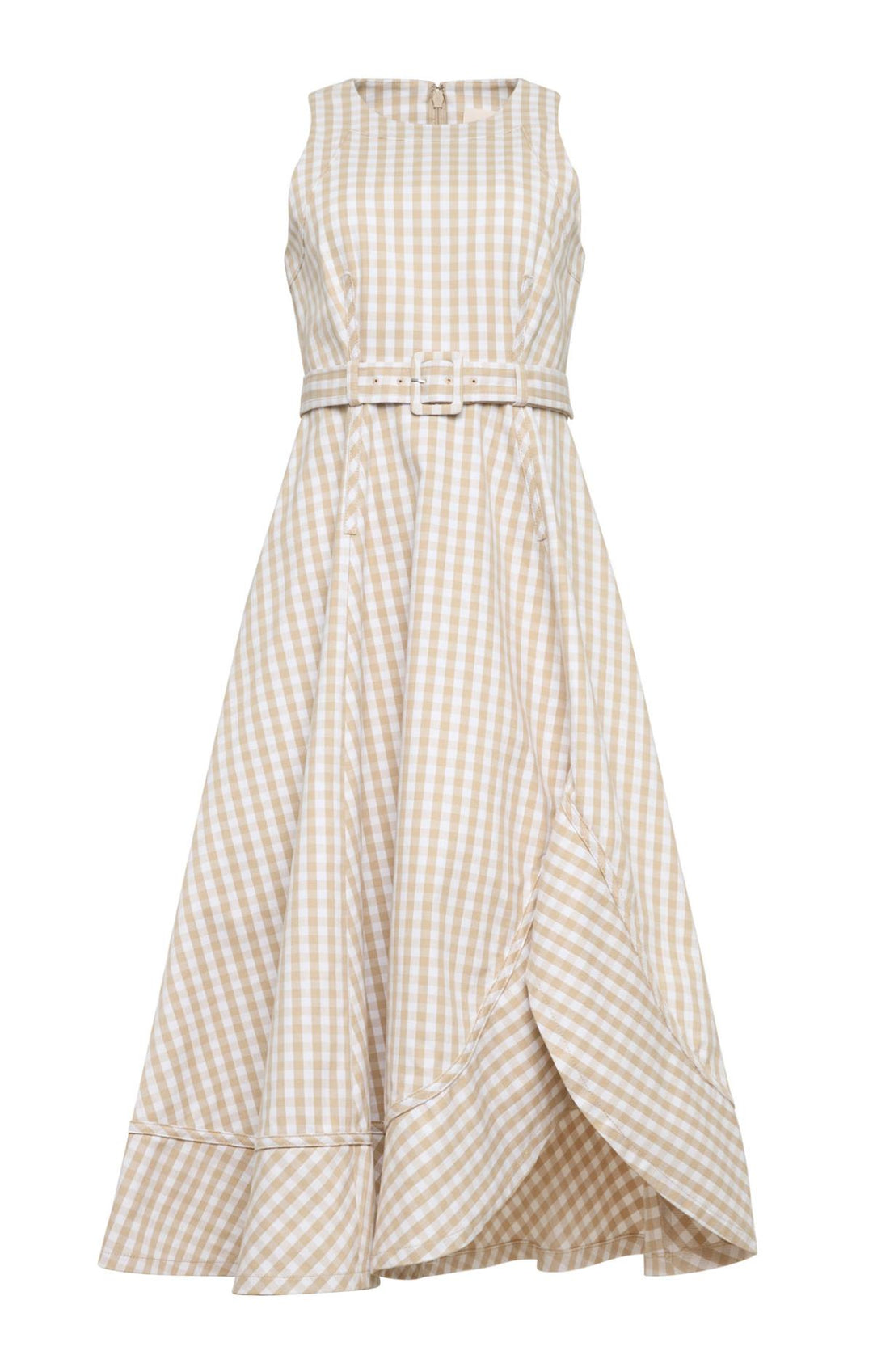 Cinq A Sept Women's Mini Gingham Denim Zelda Dress - Tan/Beige - Size 2