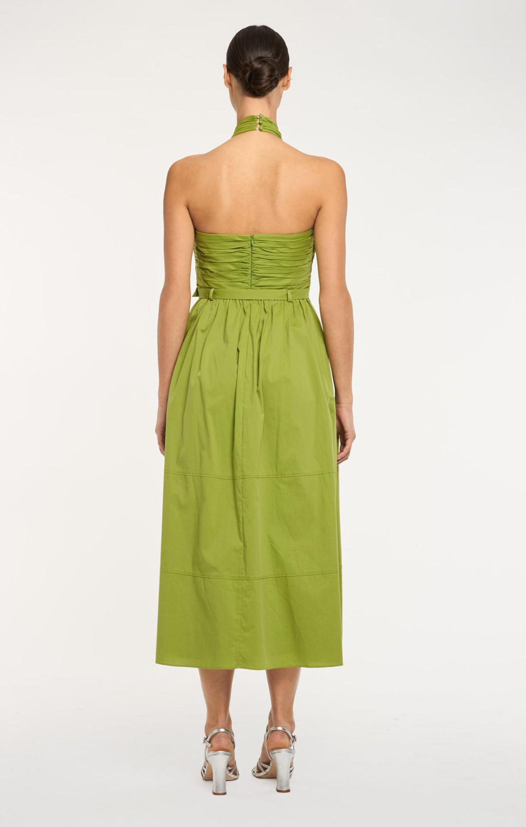 dark lime green dress Dark Pine Long Puff Sleeve Lace Mini Dress