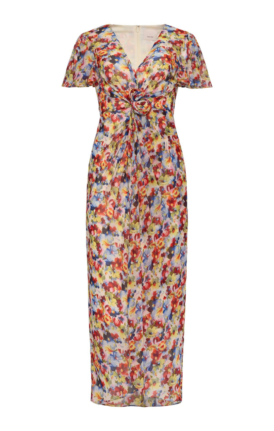 bunch design dresses Floral Bunch Gather Sleeve Dress (Red) Half Full Store