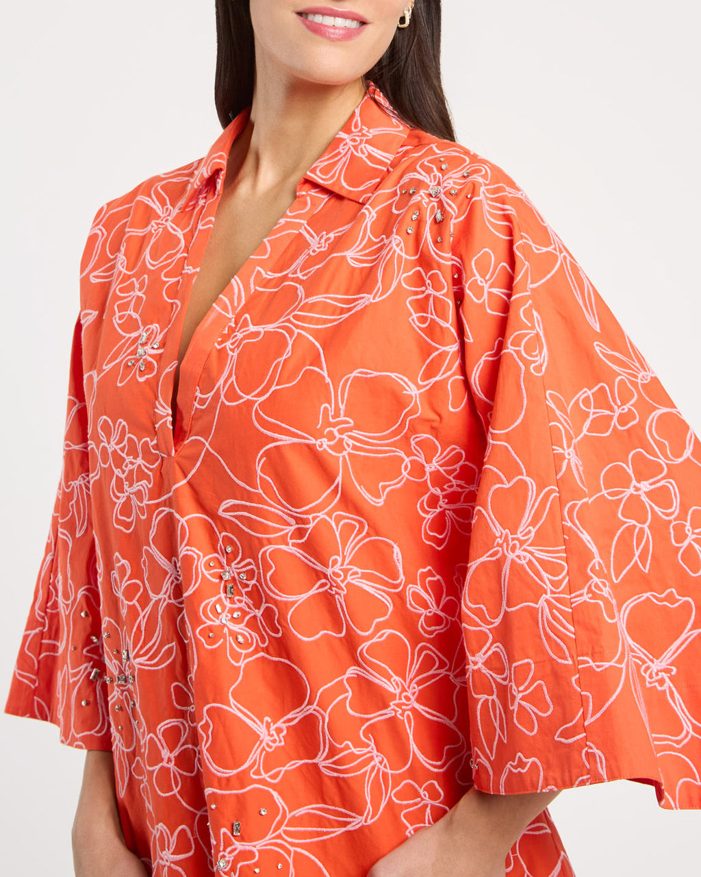Embroidered Poplin Arcia Kaftan