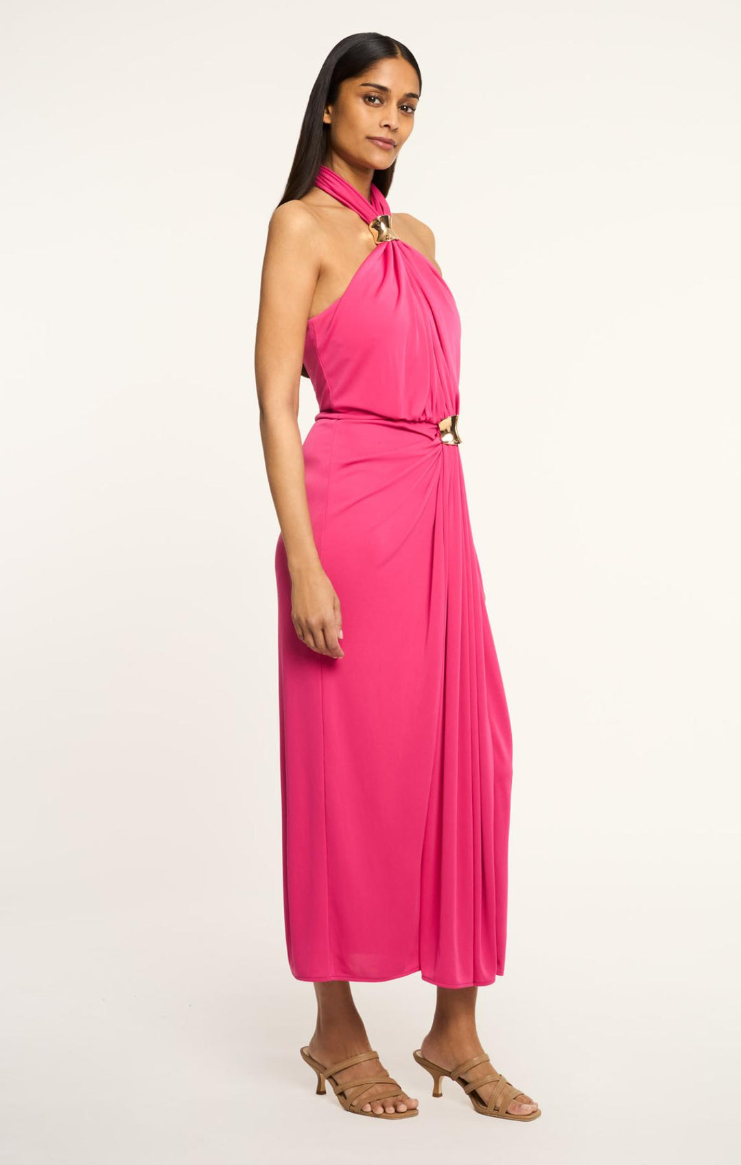cinq  sept kaily twist halter midi dress Cinq a Sept Women's Bangle Kaily Dress - Pink - Size 2