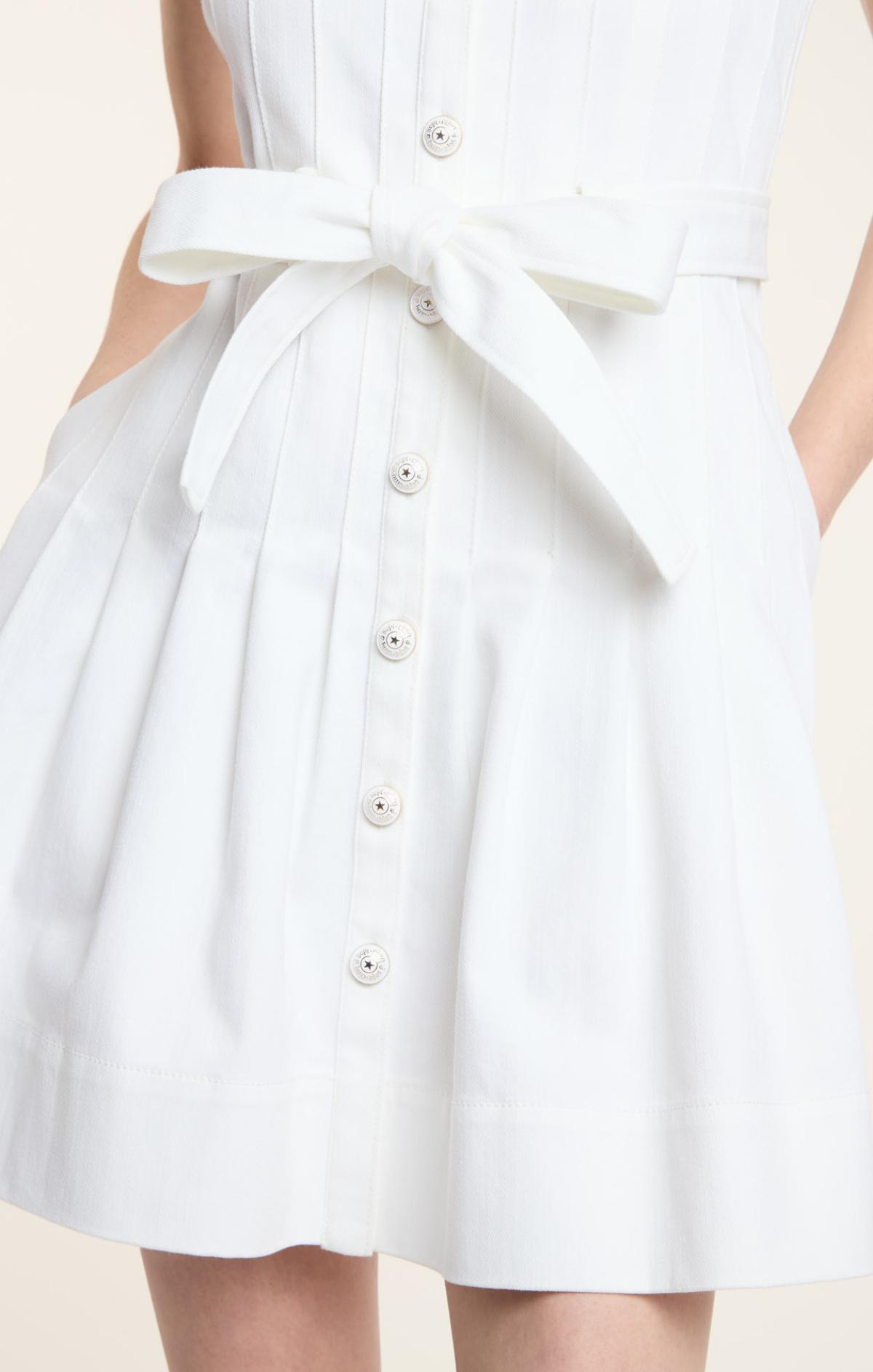 cinq a sept white denim dress Cinq A Sept Veena Denim Midi Dress | White