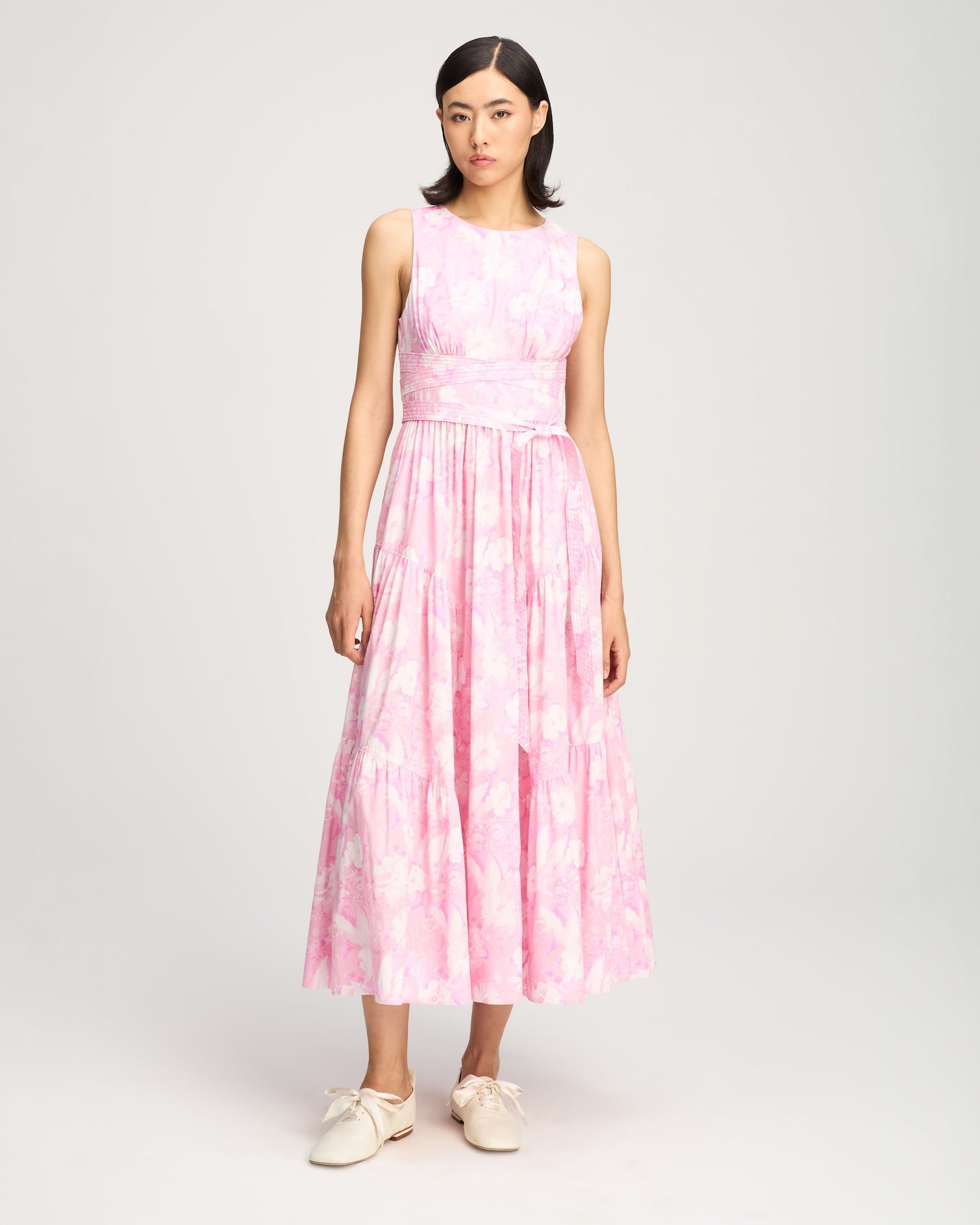 cinq a sept pink dress Tatum in catching aesthetic and signature draping Cinq Sept Zoey Sleeveless