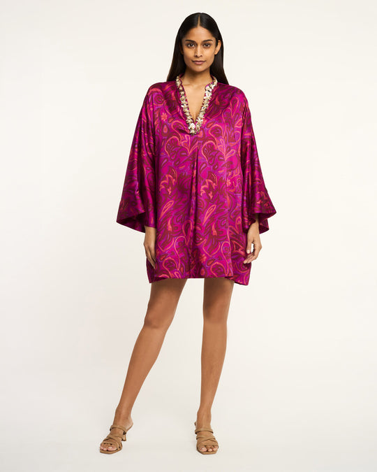 Paisley Bloom Collarless Arcia Kaftan