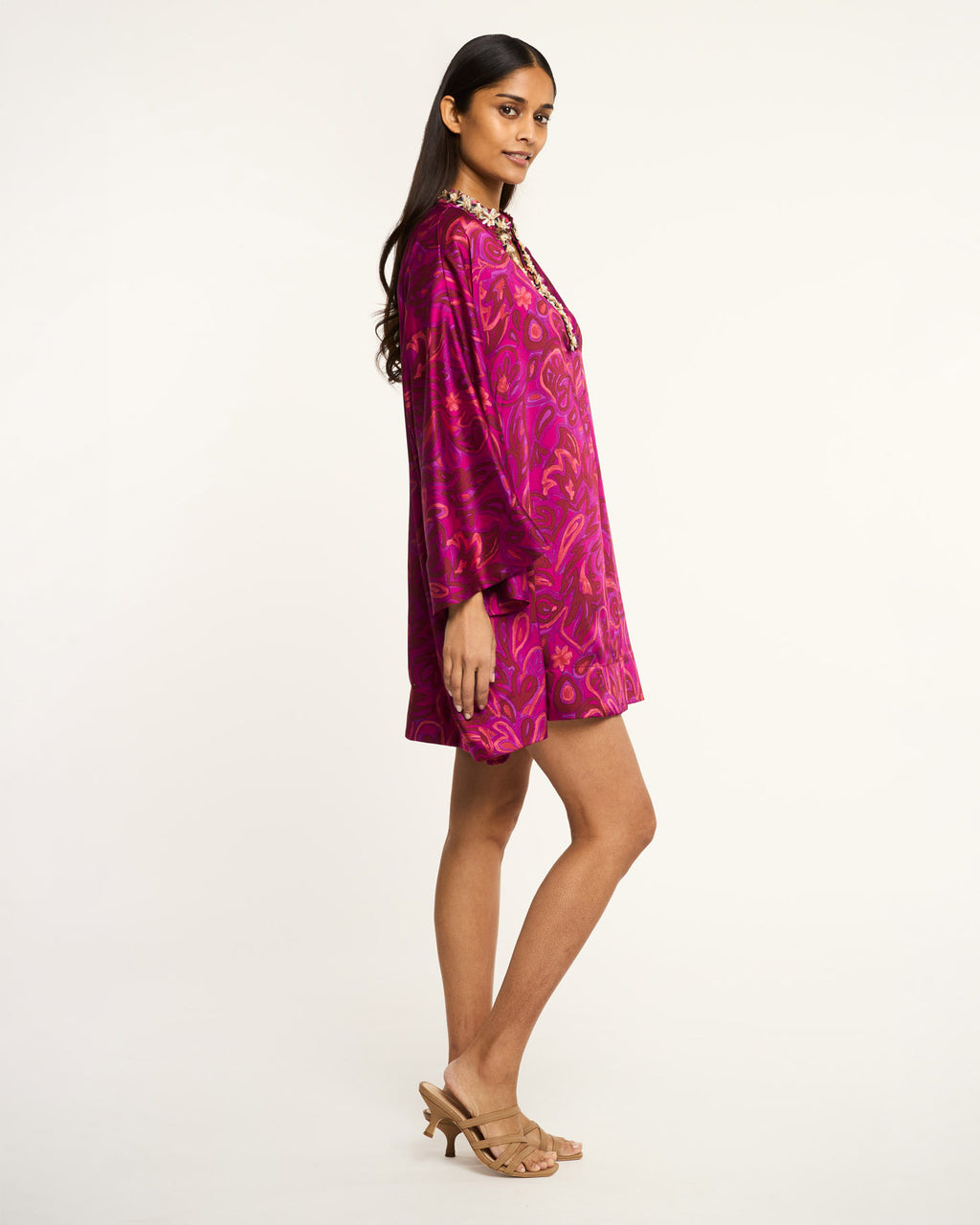 Paisley Bloom Collarless Arcia Kaftan