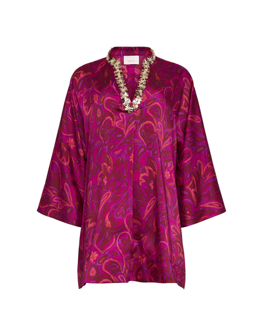 Paisley Bloom Collarless Arcia Kaftan