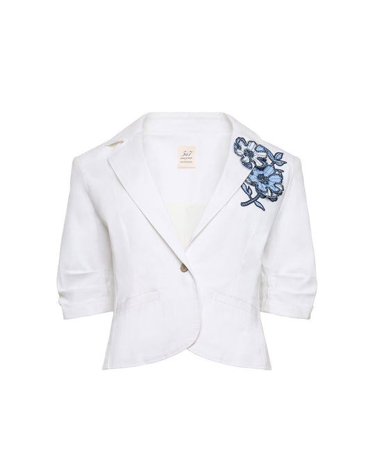 Striped Floral Short Sleeve Petit Khloe Blazer