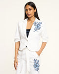 Striped Floral Short Sleeve Petit Khloe Blazer