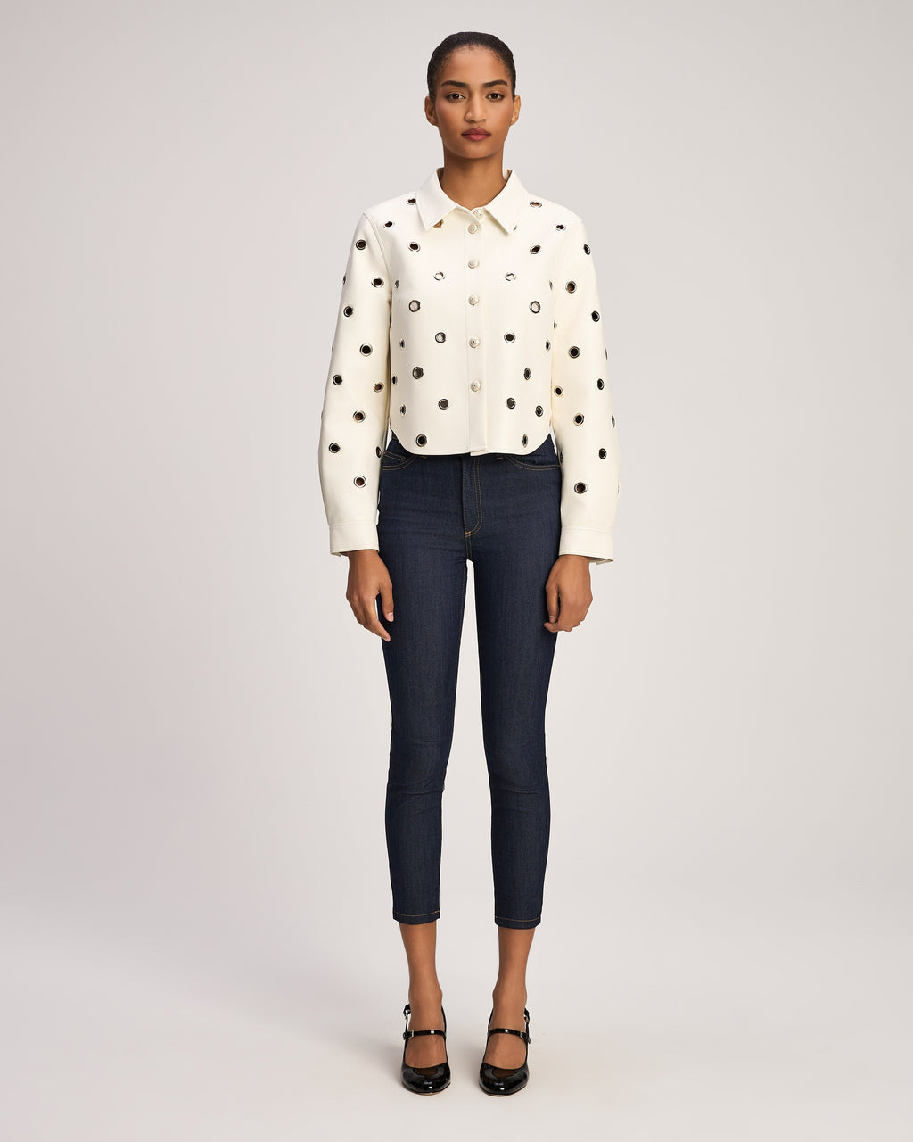 Vegan Leather Grommet Ramone Jacket