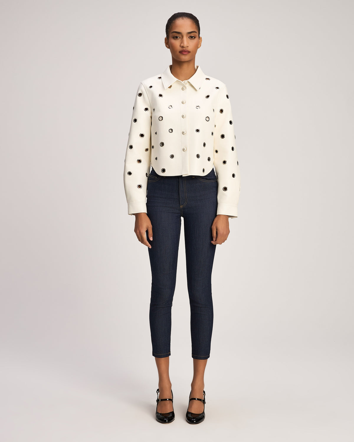 Vegan Leather Grommet Ramone Jacket