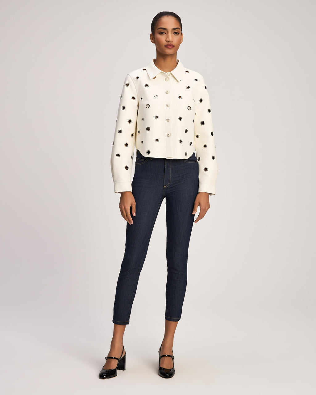 Vegan Leather Grommet Ramone Jacket