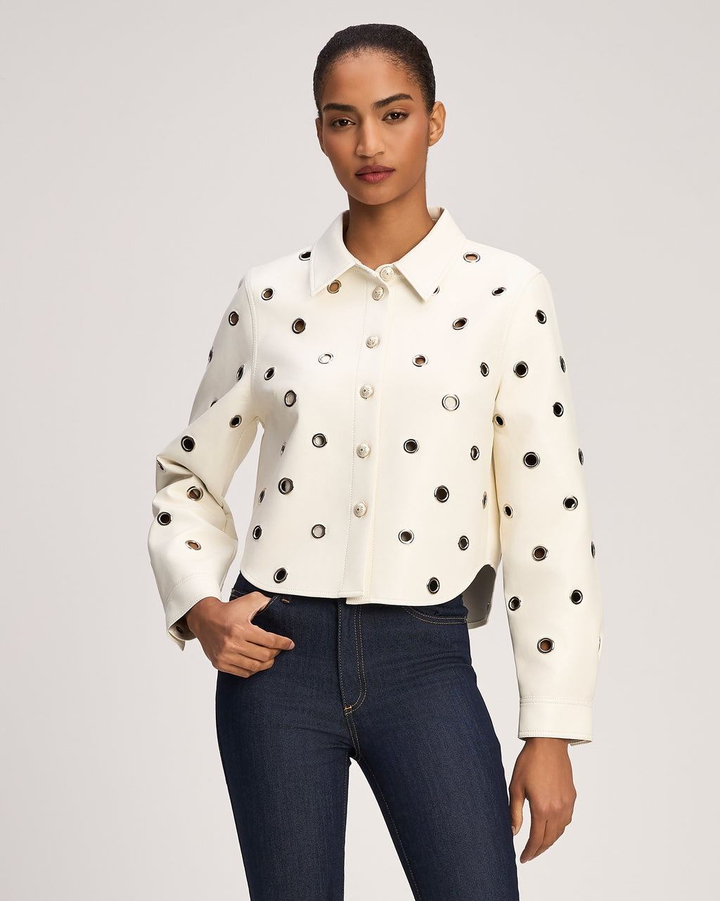 Vegan Leather Grommet Ramone Jacket