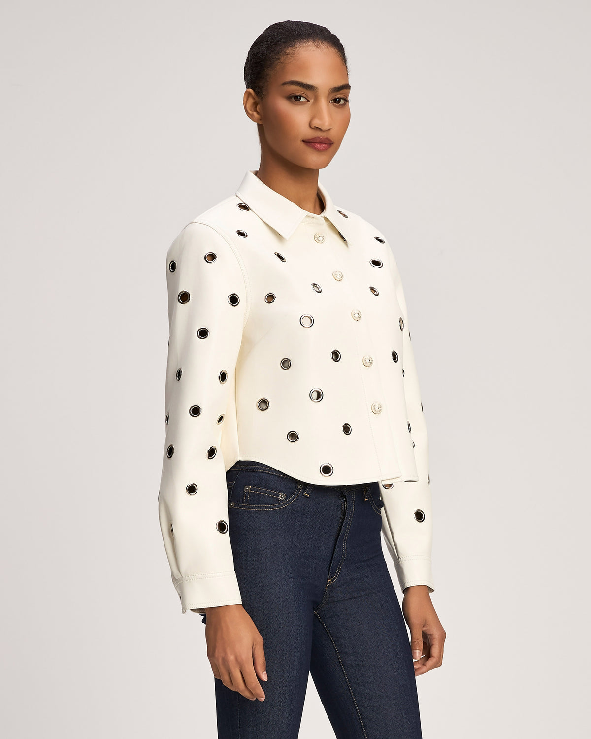 Vegan Leather Grommet Ramone Jacket