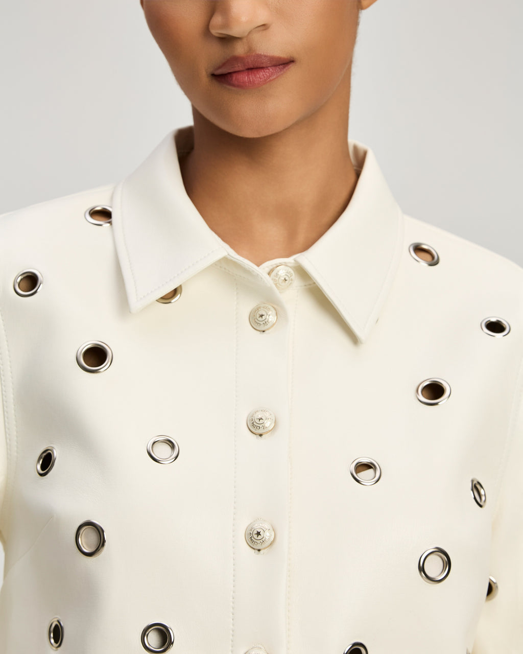 Vegan Leather Grommet Ramone Jacket