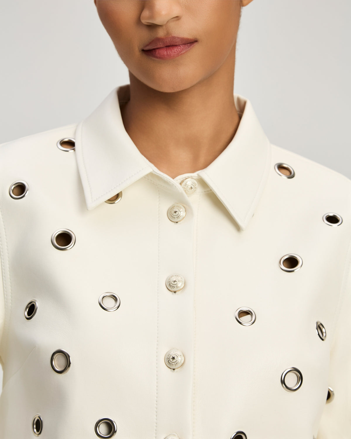 Vegan Leather Grommet Ramone Jacket