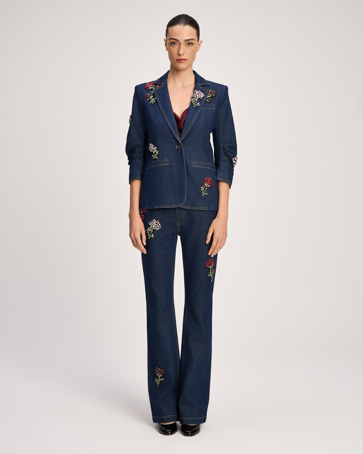 Rhinestone Roses Denim Khloe Blazer