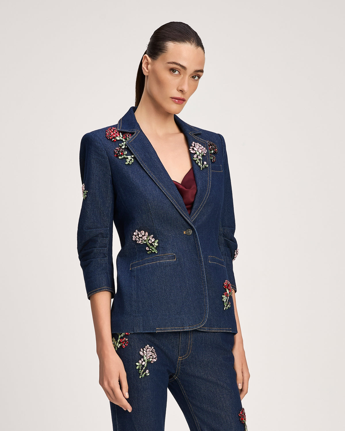 Rhinestone Roses Denim Khloe Blazer