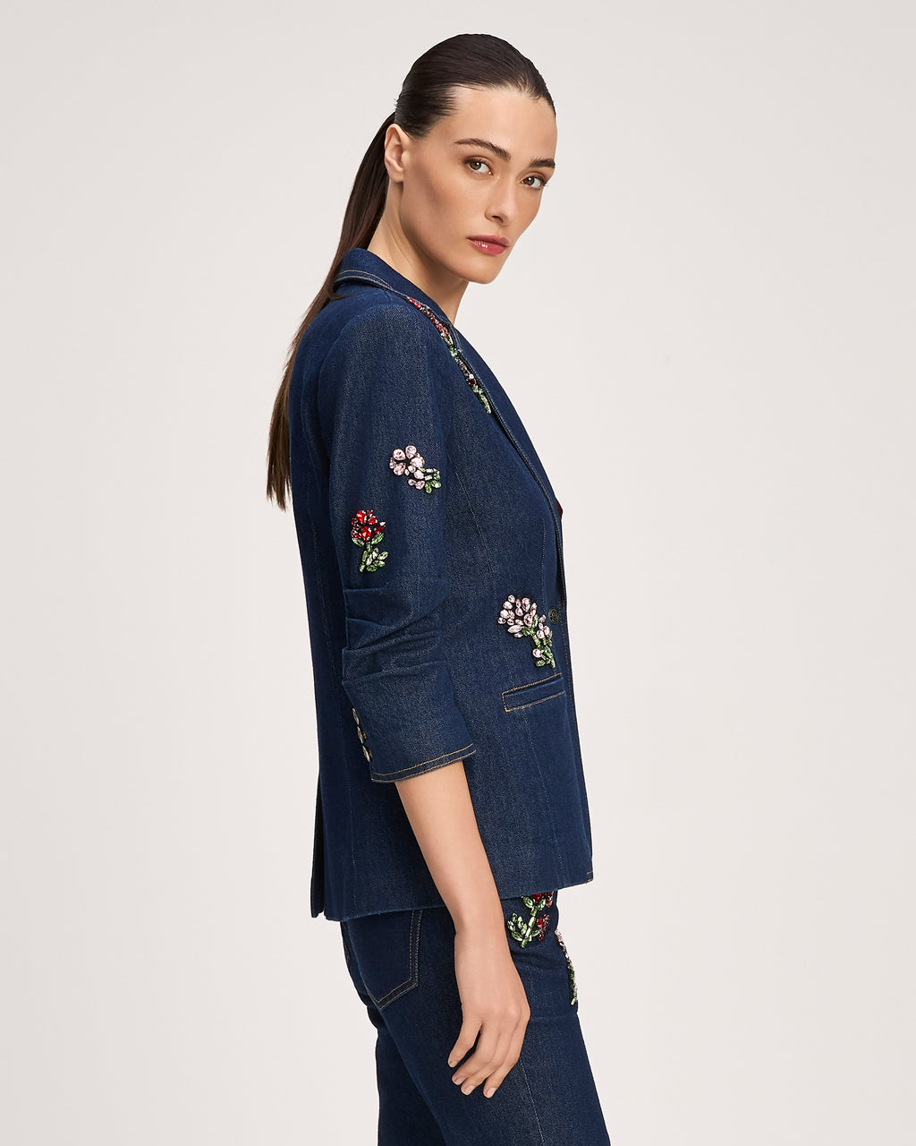 Rhinestone Roses Denim Khloe Blazer