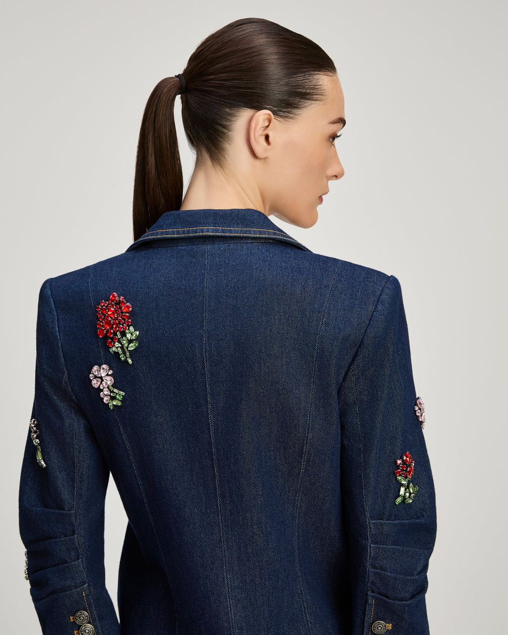 Rhinestone Roses Denim Khloe Blazer