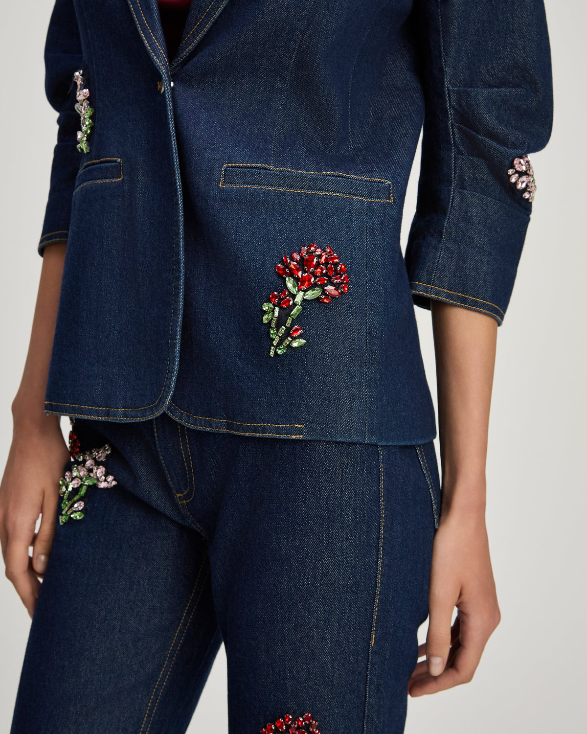 Rhinestone Roses Denim Khloe Blazer