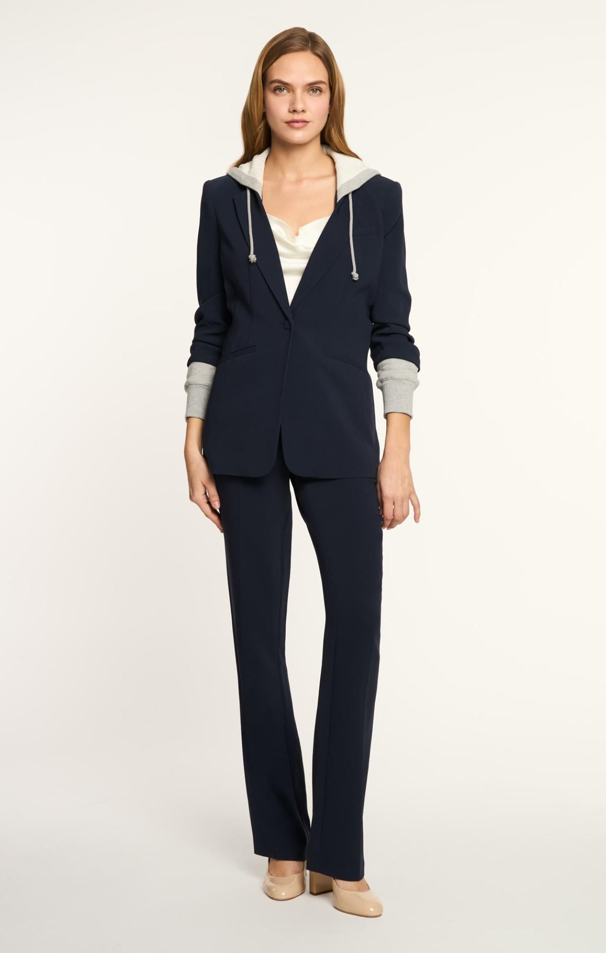 Cinq A Sept Hooded Khloe Jacket, Navy/Heather Grey