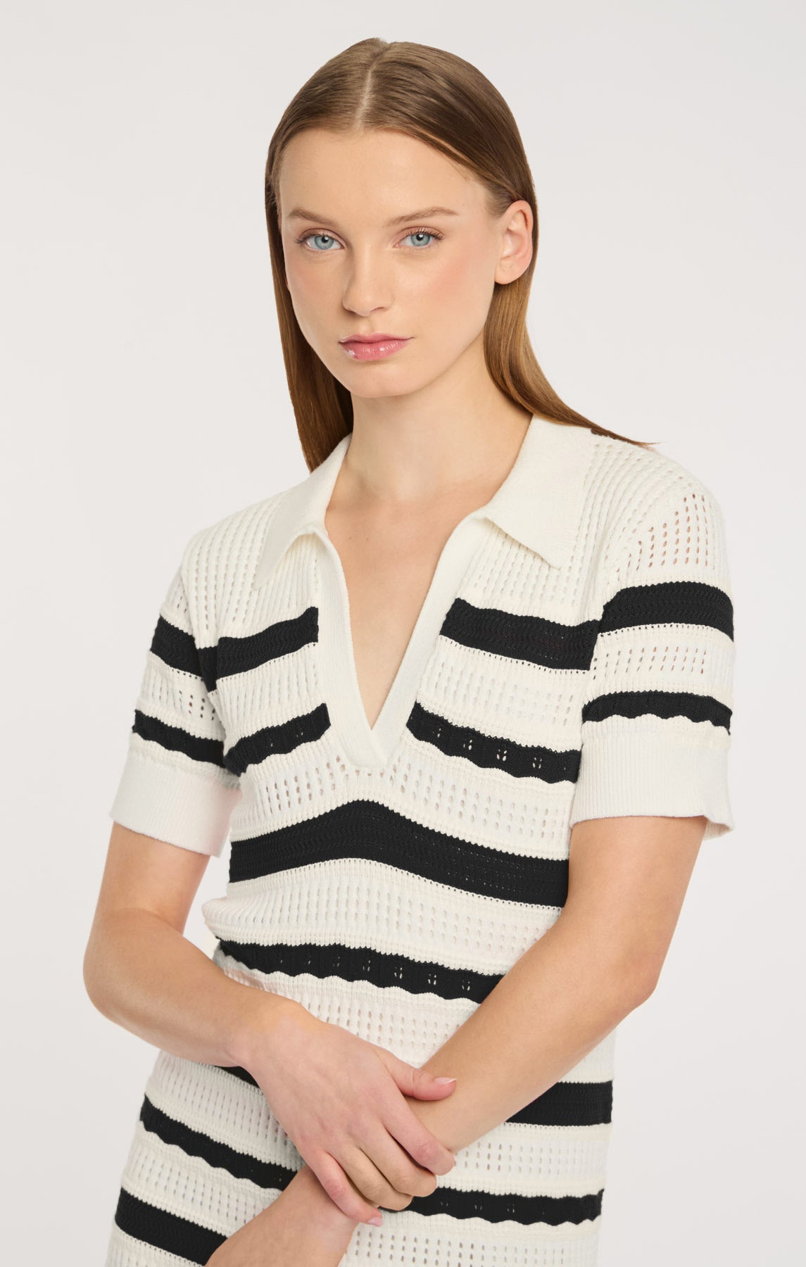 cinq a sept clementine knit polo dress Clementine Knit Polo Dress XL / Ivory/black