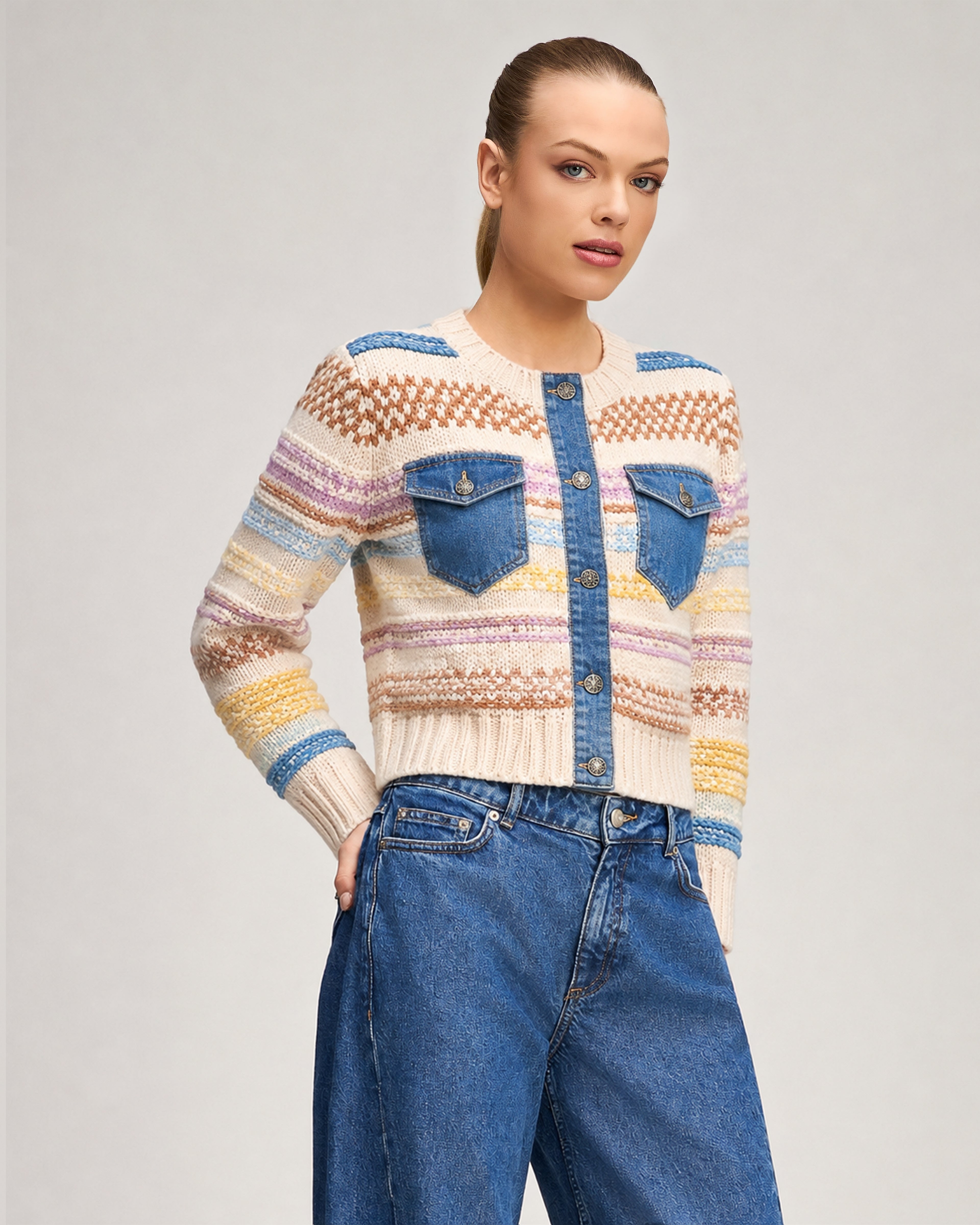 Suki Denim Combo Cardigan