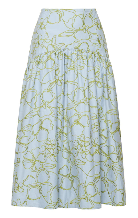 Embroidered Linework Floral Zoanne Skirt