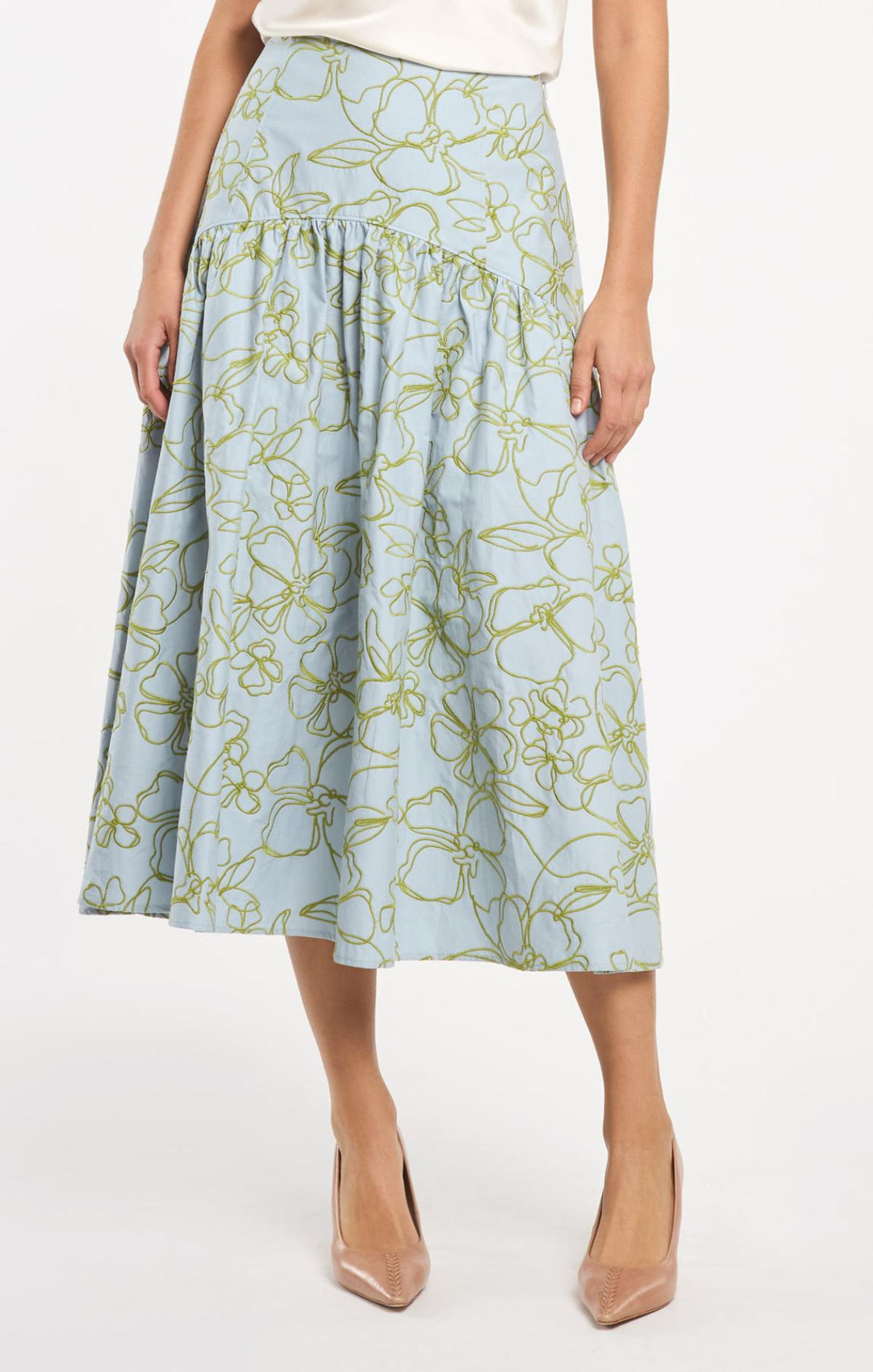 Embroidered Linework Floral Zoanne Skirt – Cinq à Sept