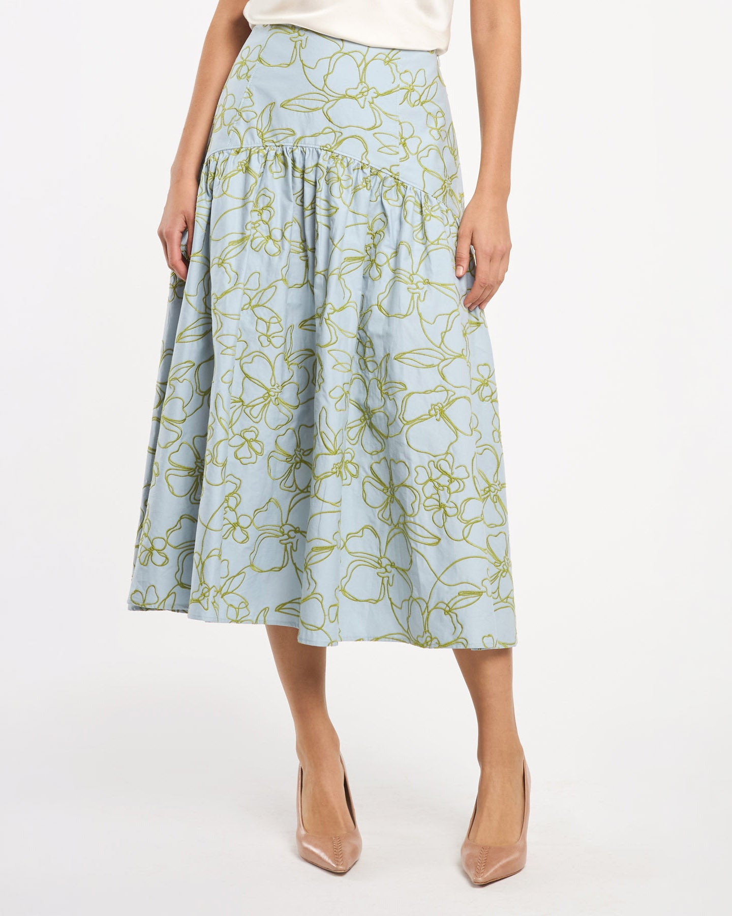 Embroidered Linework Floral Zoanne Skirt – Cinq à Sept