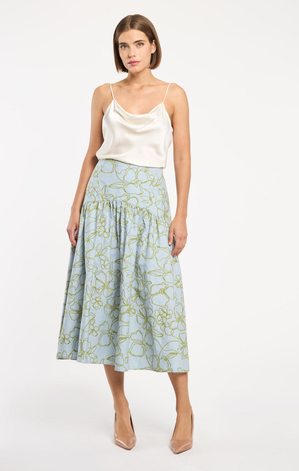 Embroidered Linework Floral Zoanne Skirt – Cinq à Sept