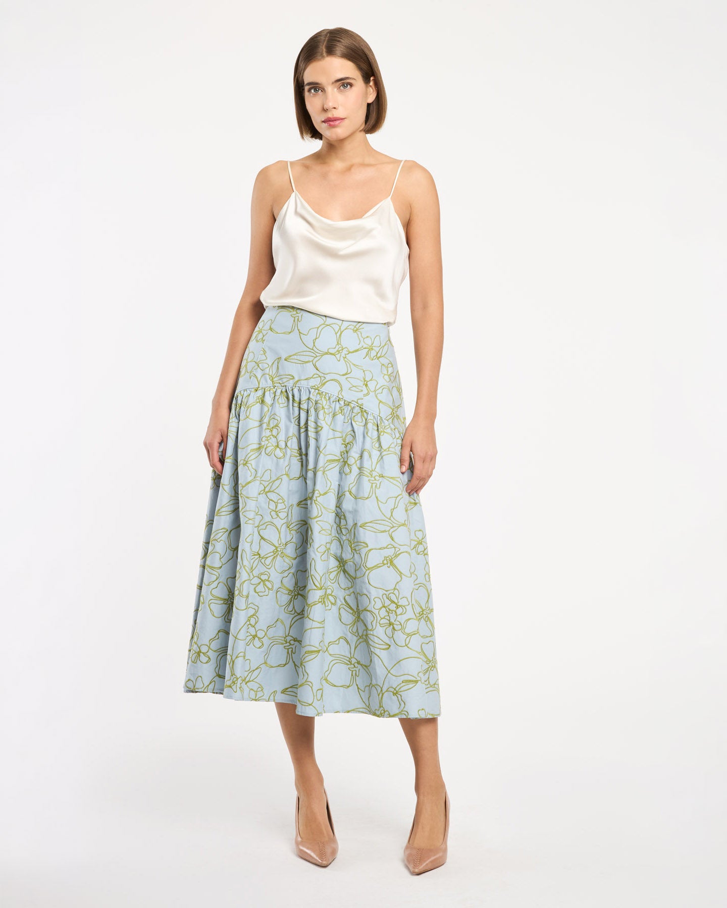Embroidered Linework Floral Zoanne Skirt – Cinq à Sept