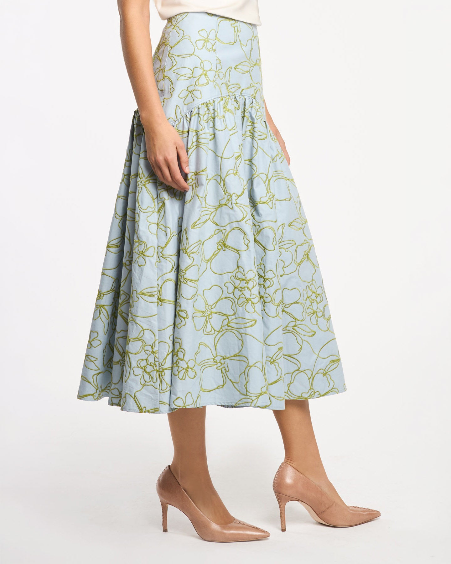 Embroidered Linework Floral Zoanne Skirt