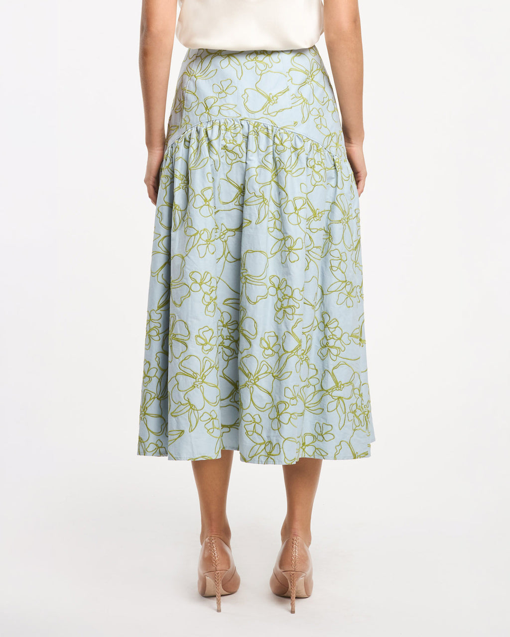 Embroidered Linework Floral Zoanne Skirt