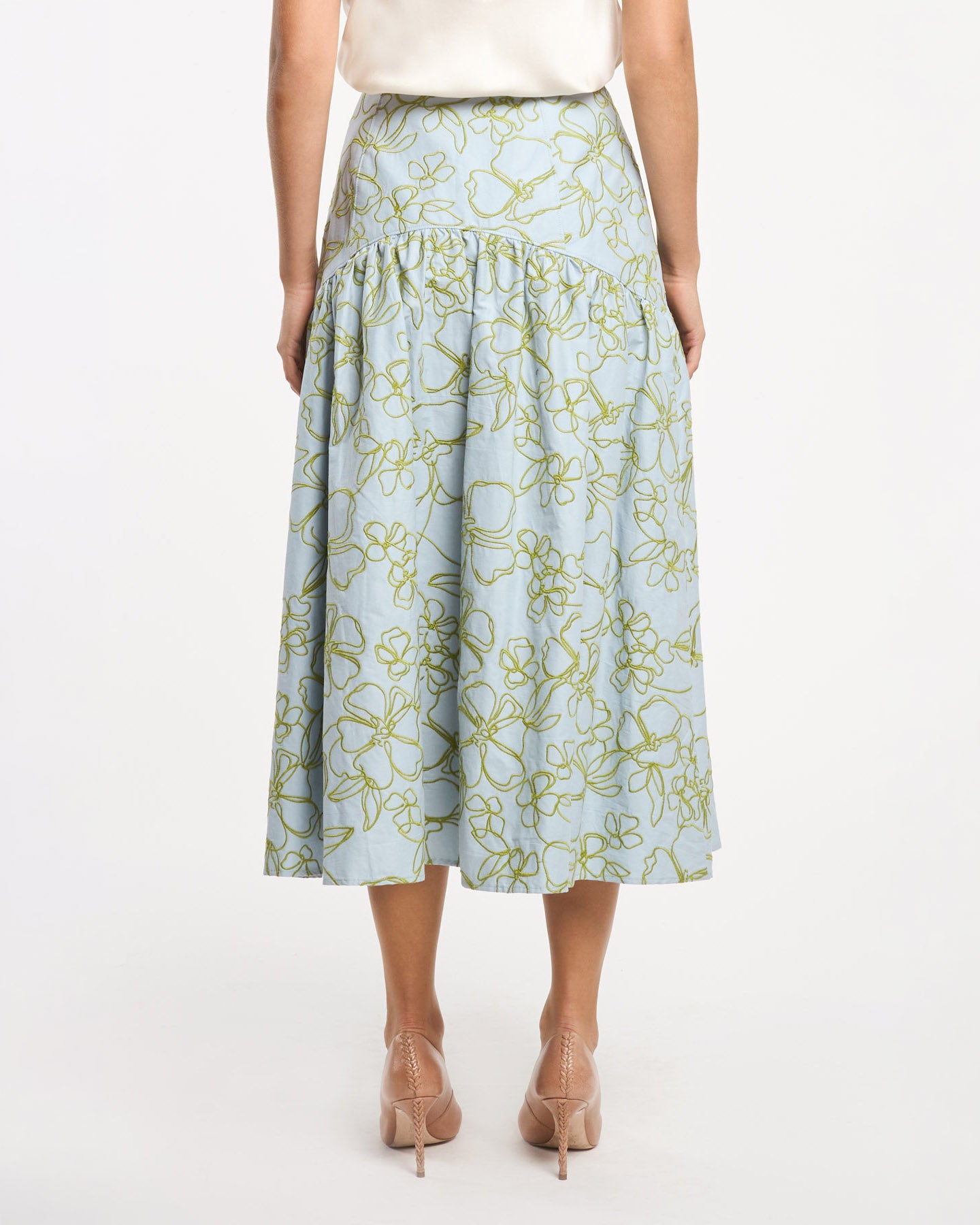 Embroidered Linework Floral Zoanne Skirt