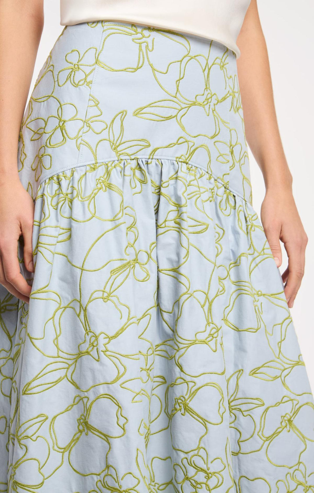 Embroidered Linework Floral Zoanne Skirt – Cinq à Sept