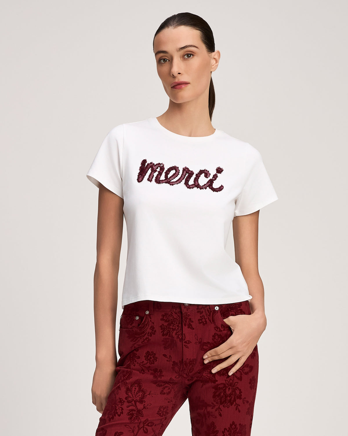 Merci Ruffle Shrunken Tee