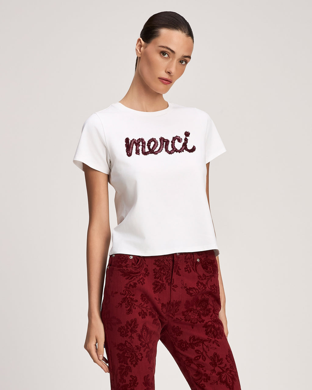 Merci Ruffle Shrunken Tee