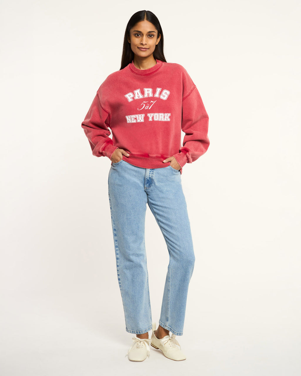 Paris New York Tumble Washed Brandy Pullover