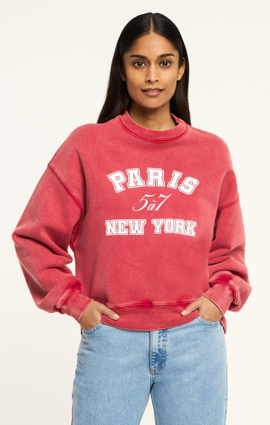 Paris New York Tumble Washed Brandy Pullover
