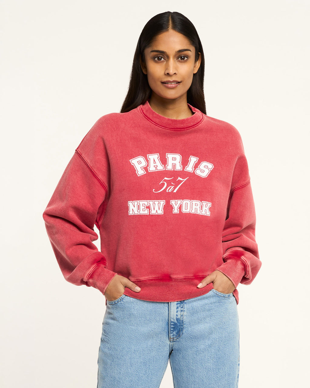 Paris New York Tumble Washed Brandy Pullover
